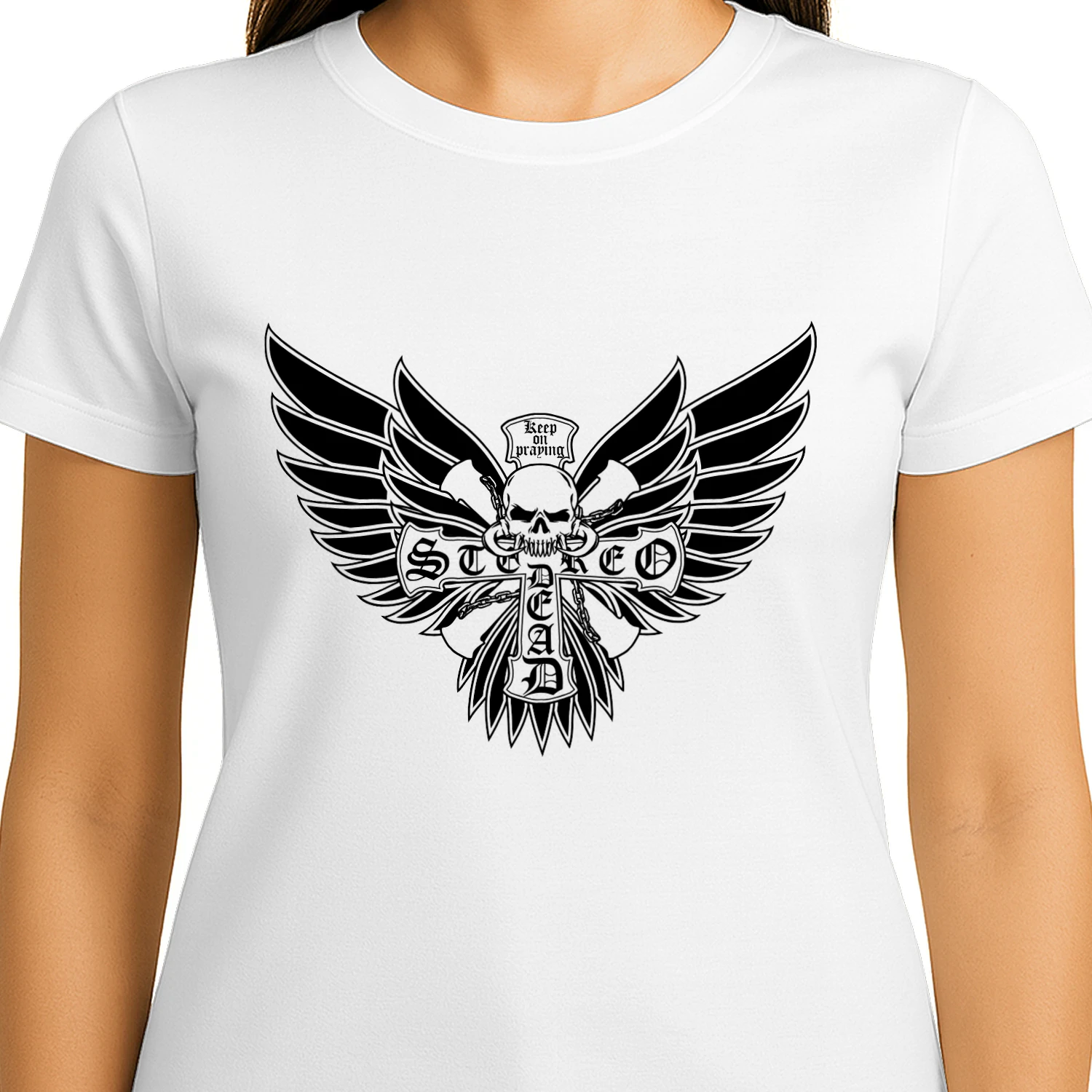 Live Fast Die Young Skull Wings Graphic