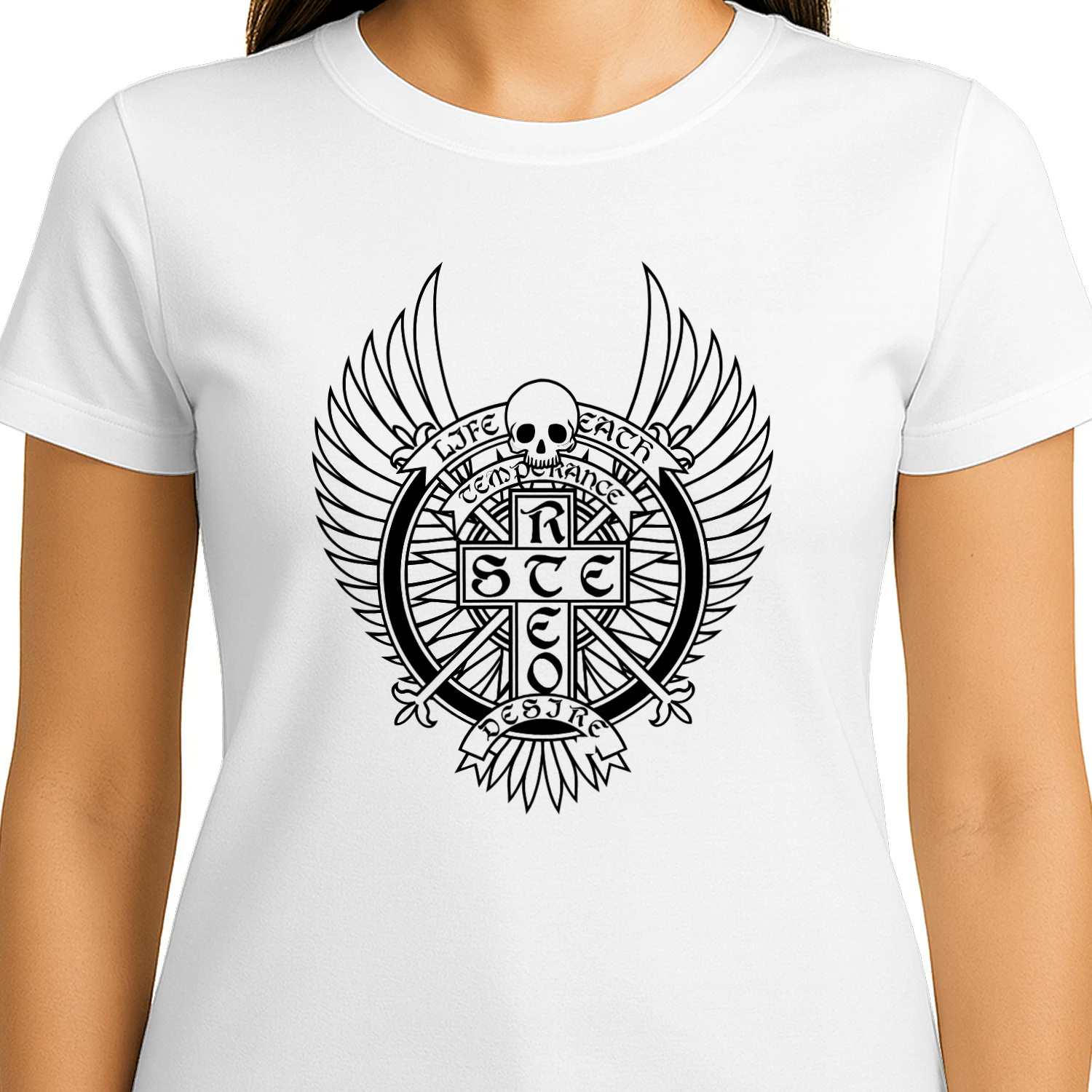 Live Fast Die Young Skull Wings T-Shirt
