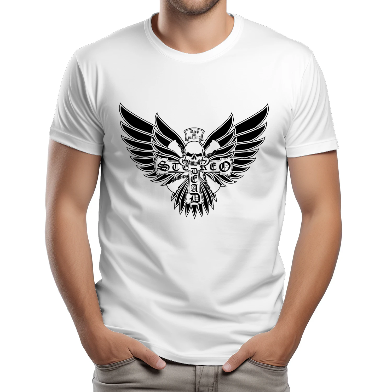 Live Fast Die Young Skull Wings Graphic