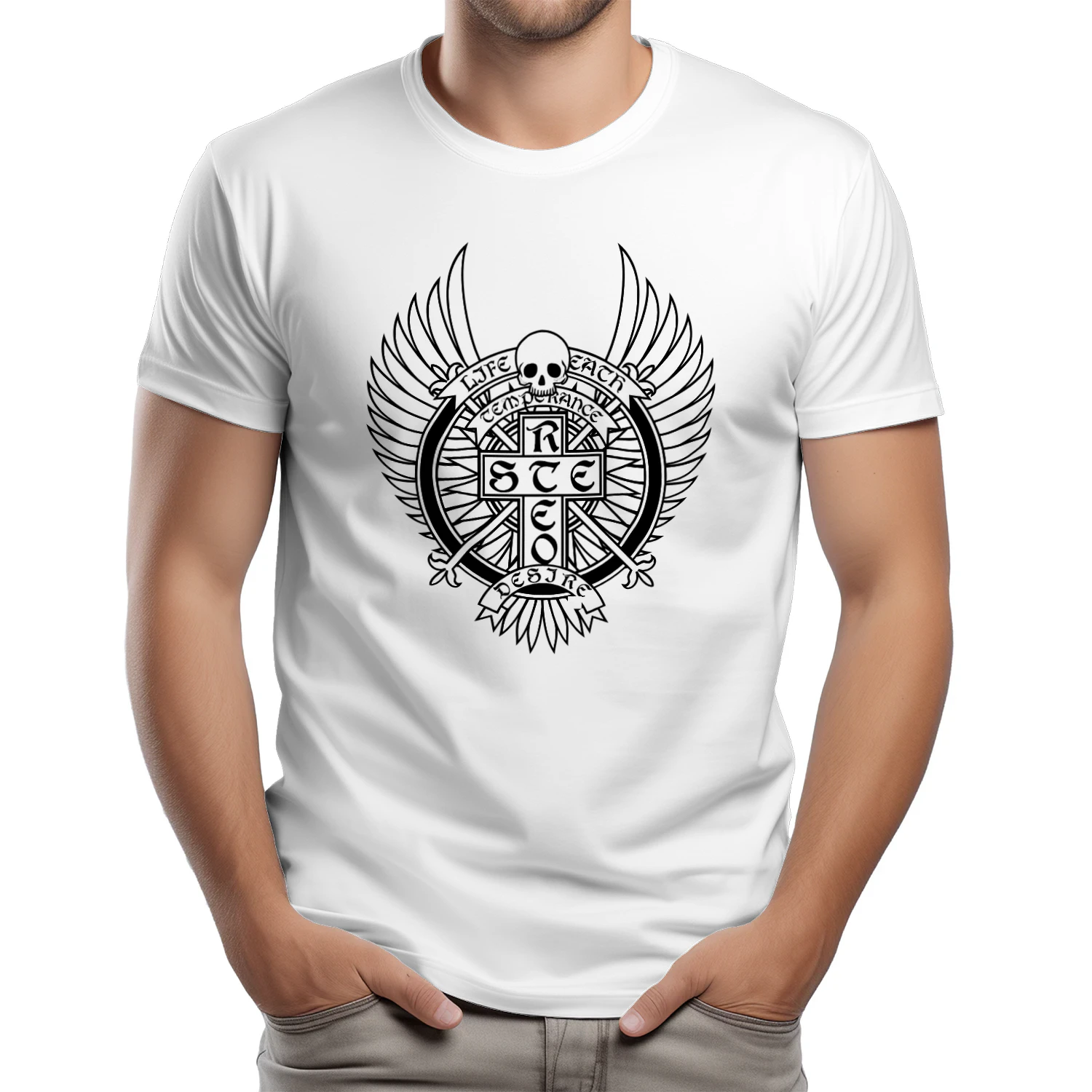 Live Fast Die Young Skull Wings T-Shirt