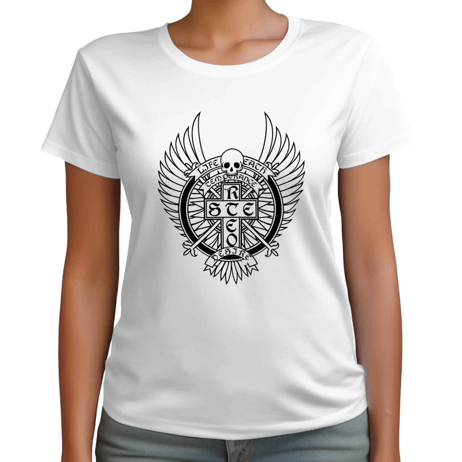 Live Fast Die Young Skull Wings T-Shirt