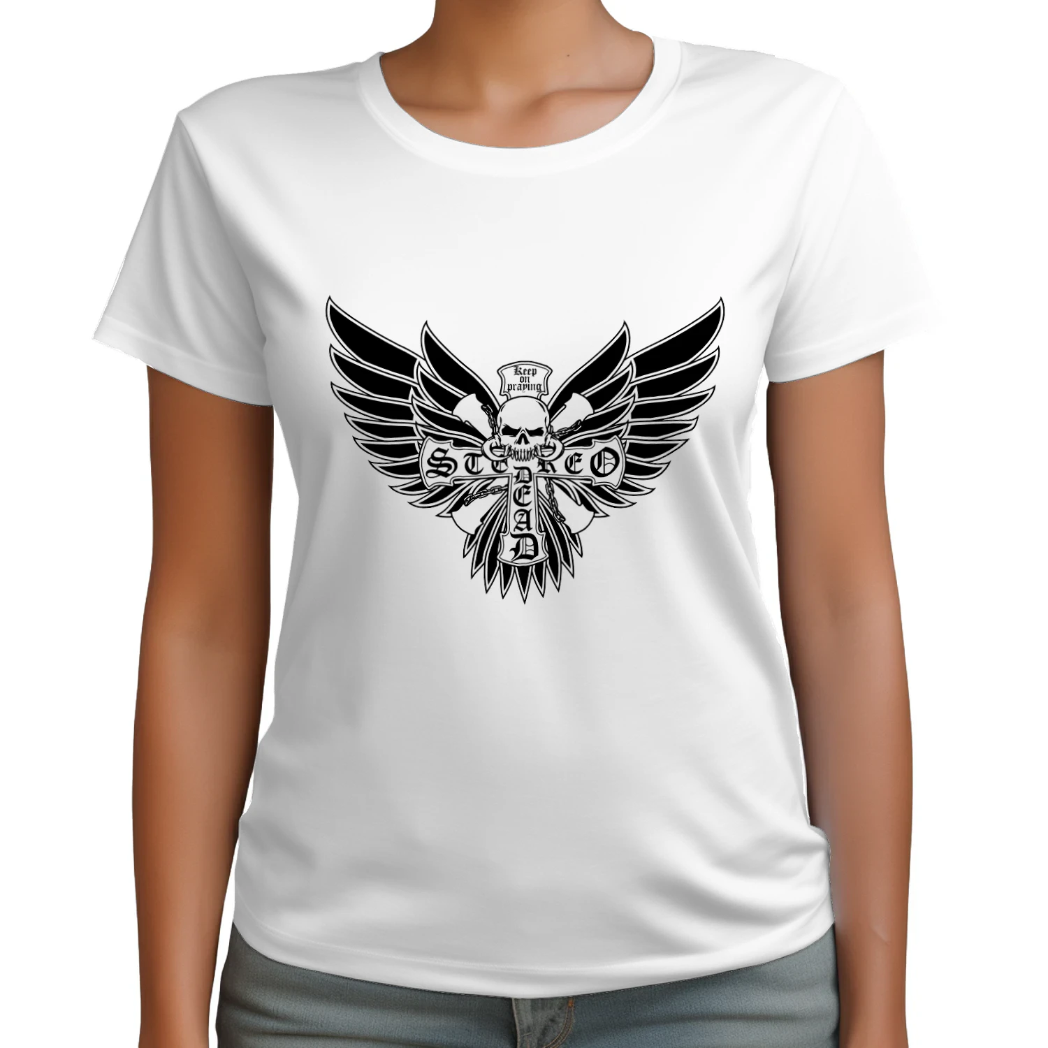 Live Fast Die Young Skull Wings Graphic