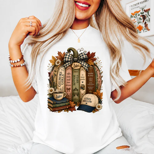 Gilmore Girls Autumn Books Pumpkin T-Shirt