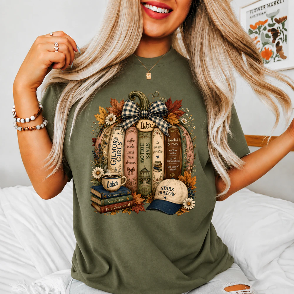 Gilmore Girls Autumn Books Pumpkin T-Shirt