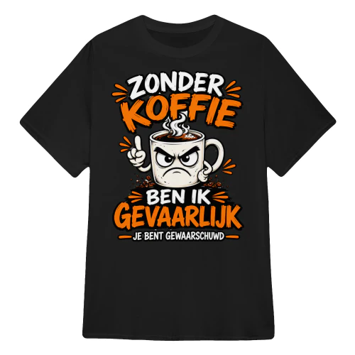 ZONDER KOFFIE BEN IK GEVAARLIJK JE BENT GEWAARSCHUWD