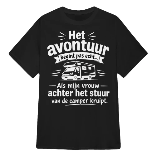 Het avontuur begint pas echt… Als mijn vrouw achter het stuur van de camper kruipt