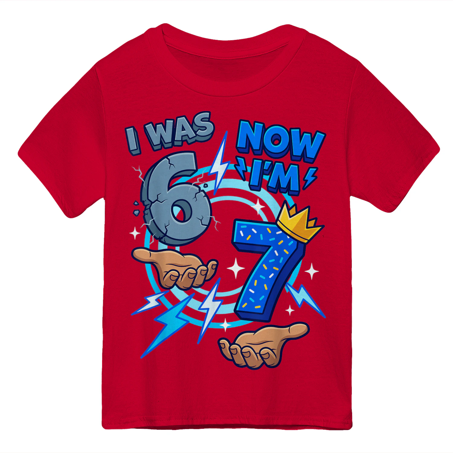 I was 6 Now I'm 7 7th Birthday 6 7 Birthday Boys Kids' T-shirt
