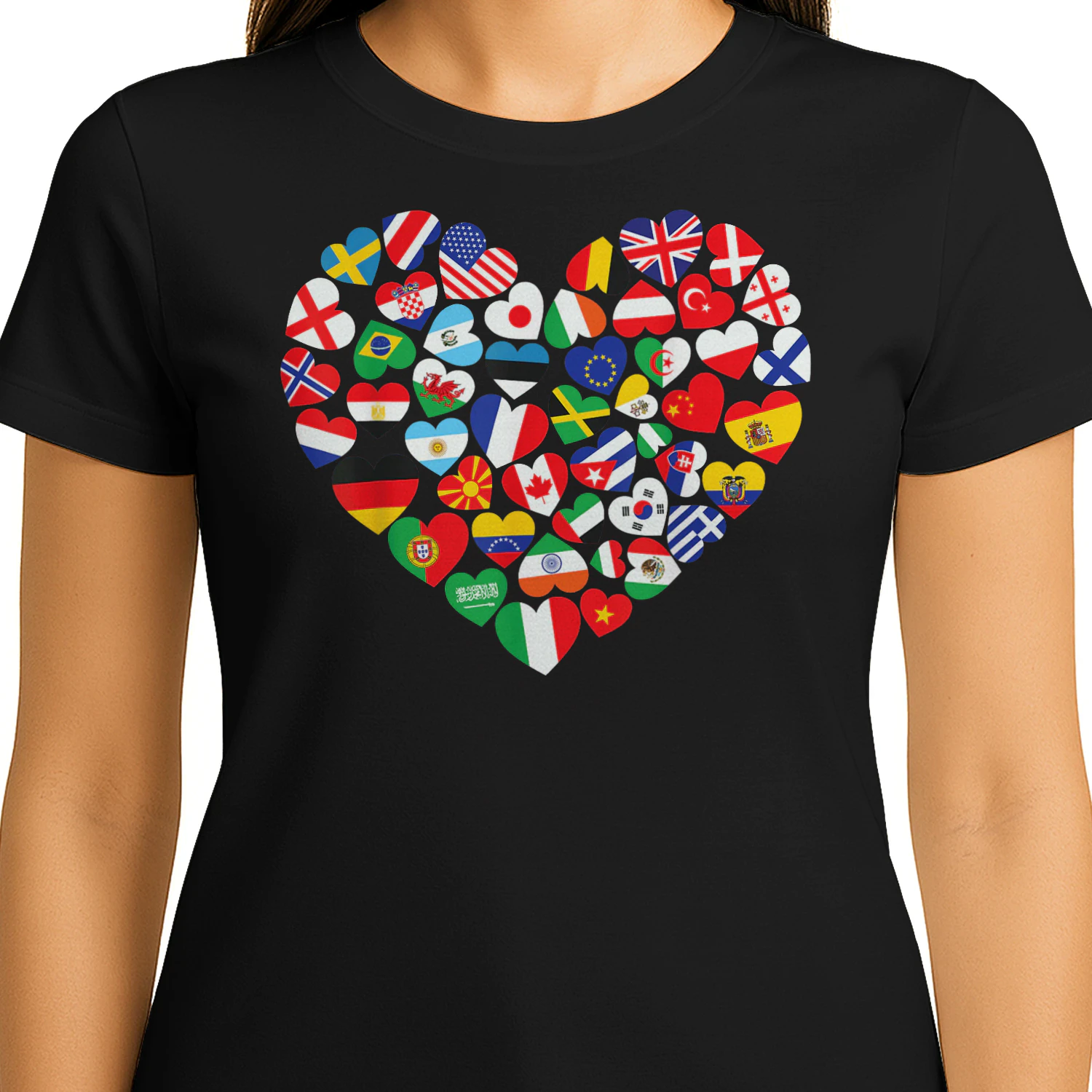 Flags of Countries of The World International Flag Heart Classic Unisex T-shirt
