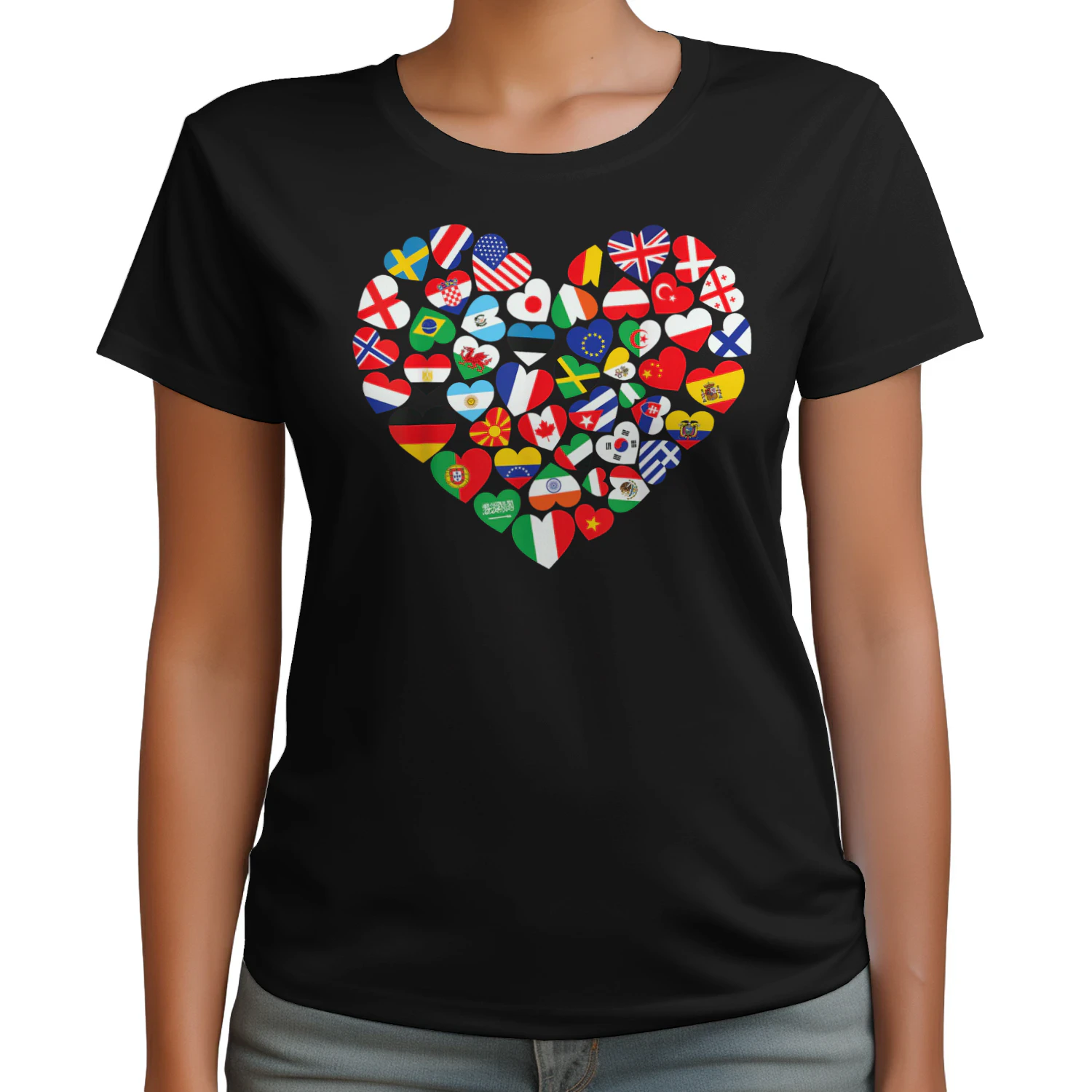 Flags of Countries of The World International Flag Heart Classic Unisex T-shirt