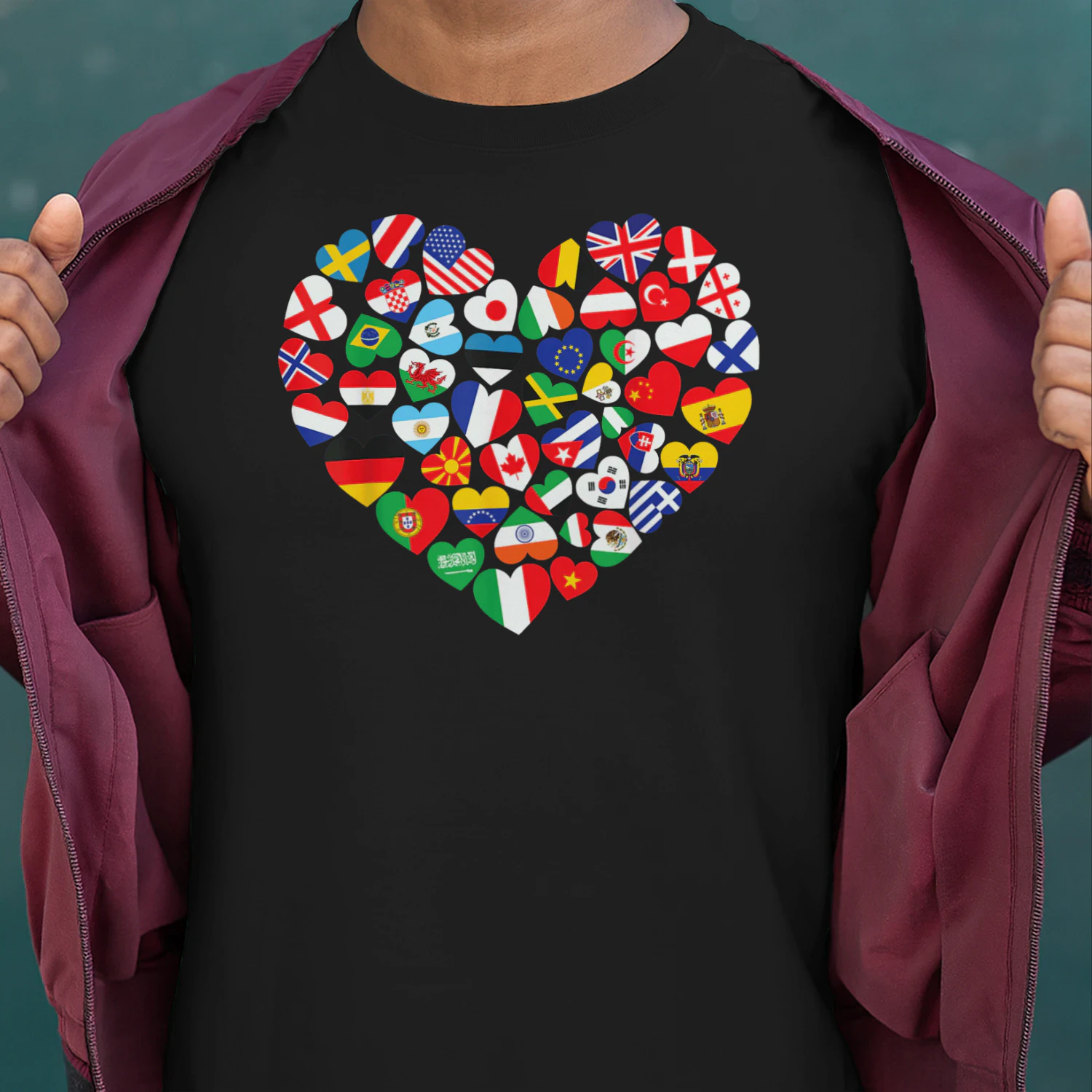 Flags of Countries of The World International Flag Heart Classic Unisex T-shirt