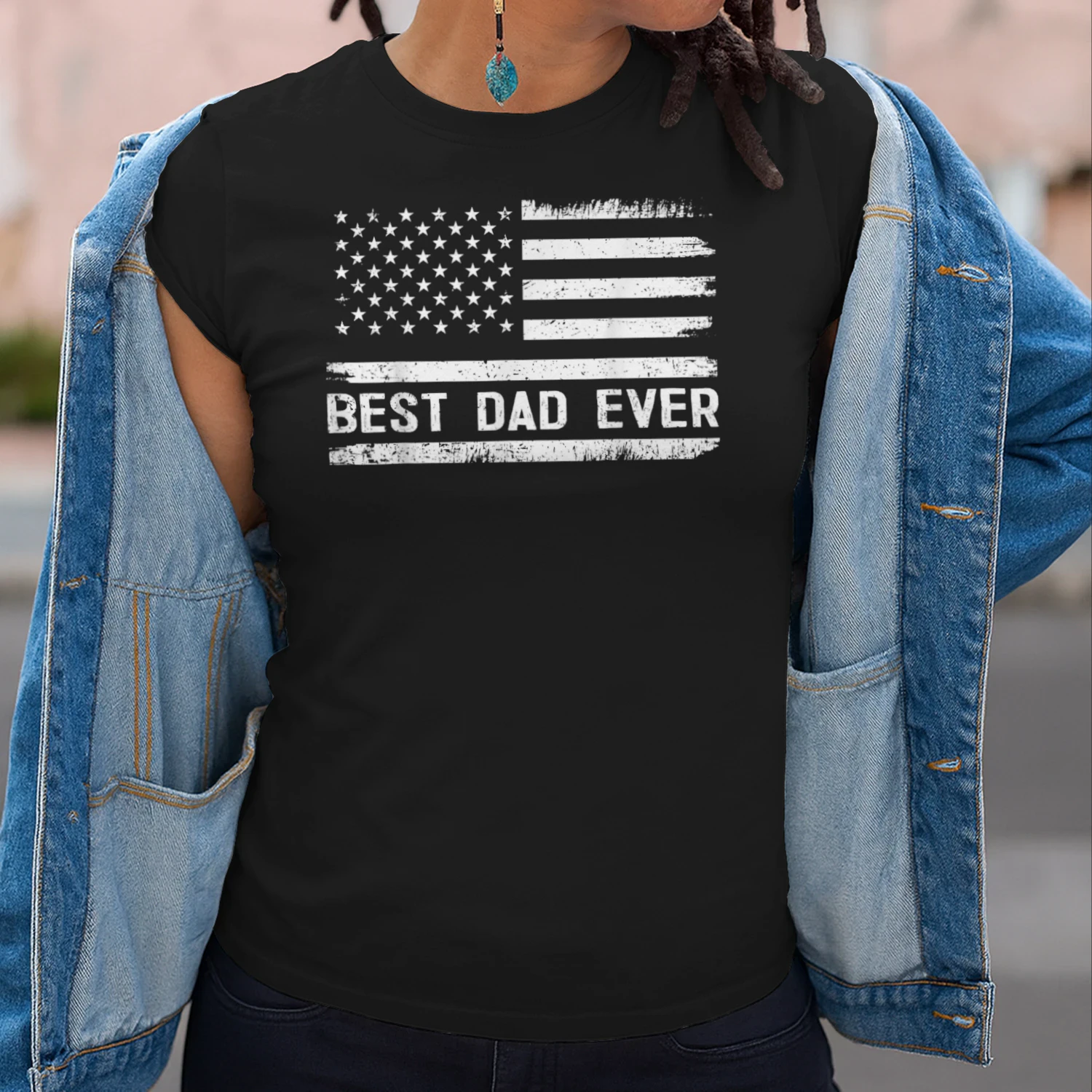 Best Dad Ever with US American Flag Gifts Fathers Day Dad Classic Unisex T-shirt