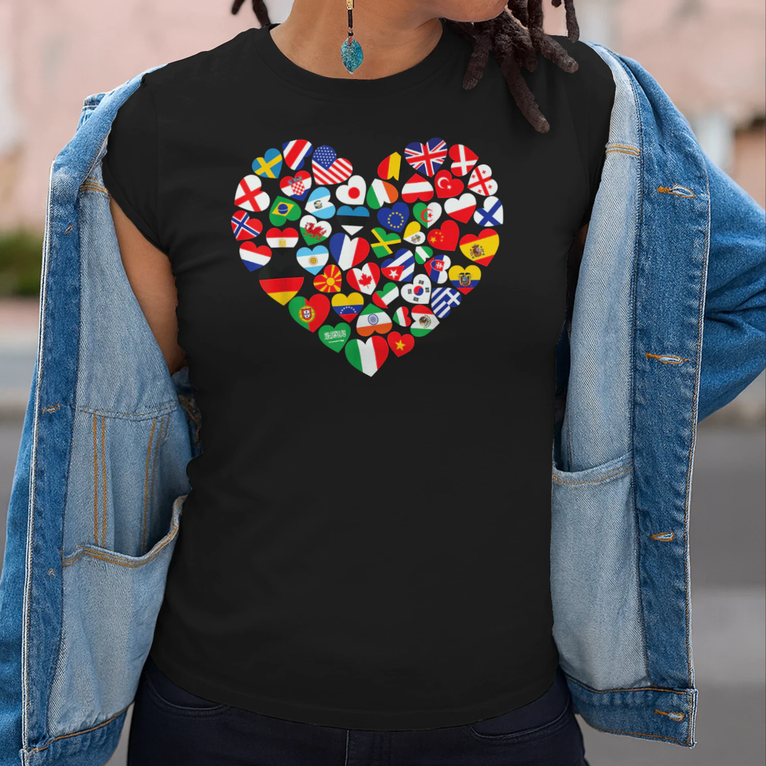 Flags of Countries of The World International Flag Heart Classic Unisex T-shirt