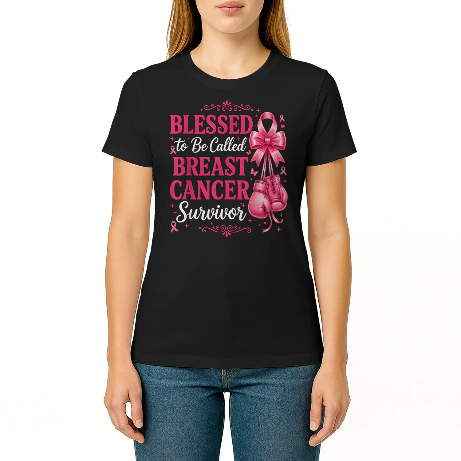 Blessed to Be Called Breast Cancer Survivor Pink Ribbon T-Shirt