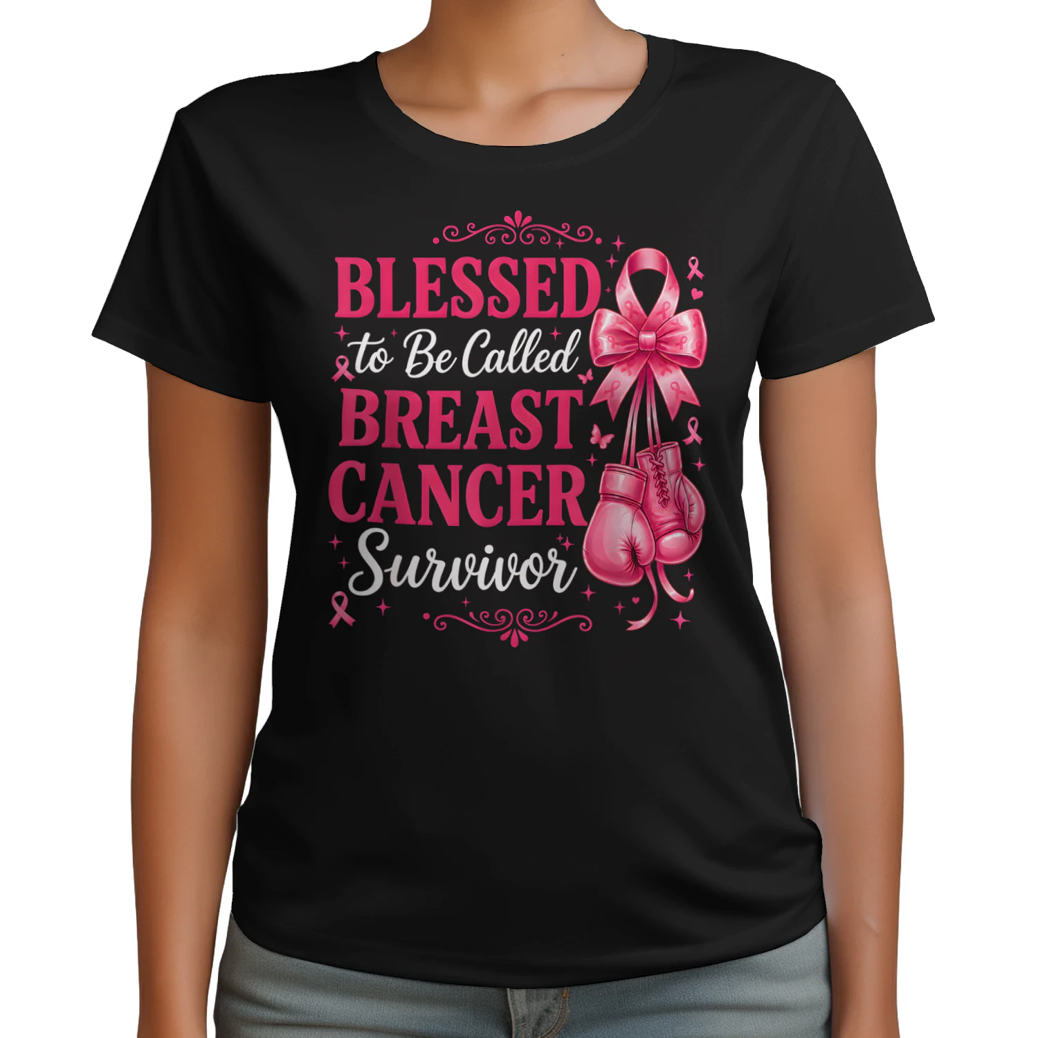 Blessed to Be Called Breast Cancer Survivor Pink Ribbon T-Shirt