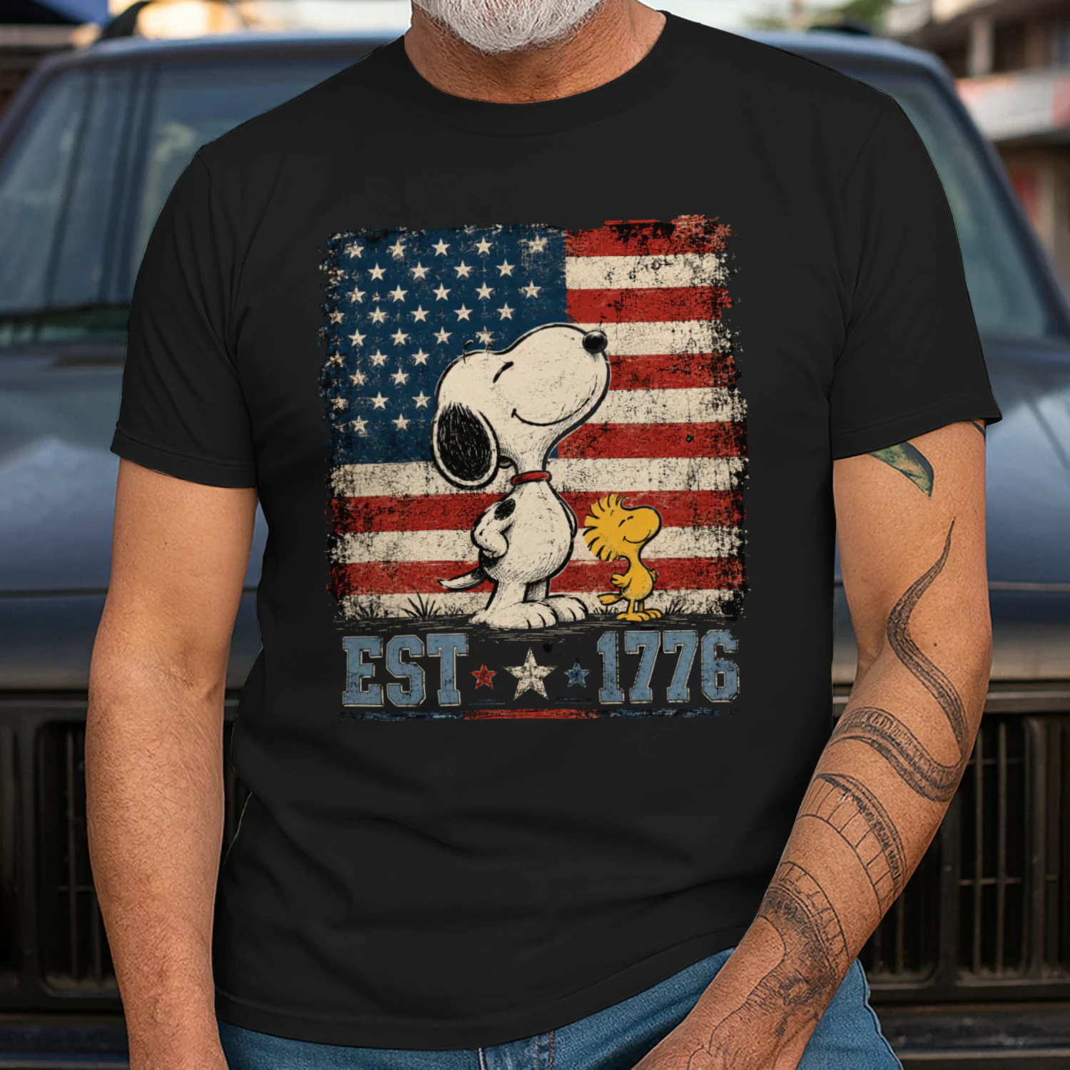 Retro Snoopy 4th of July Dog , American Flag Shirt