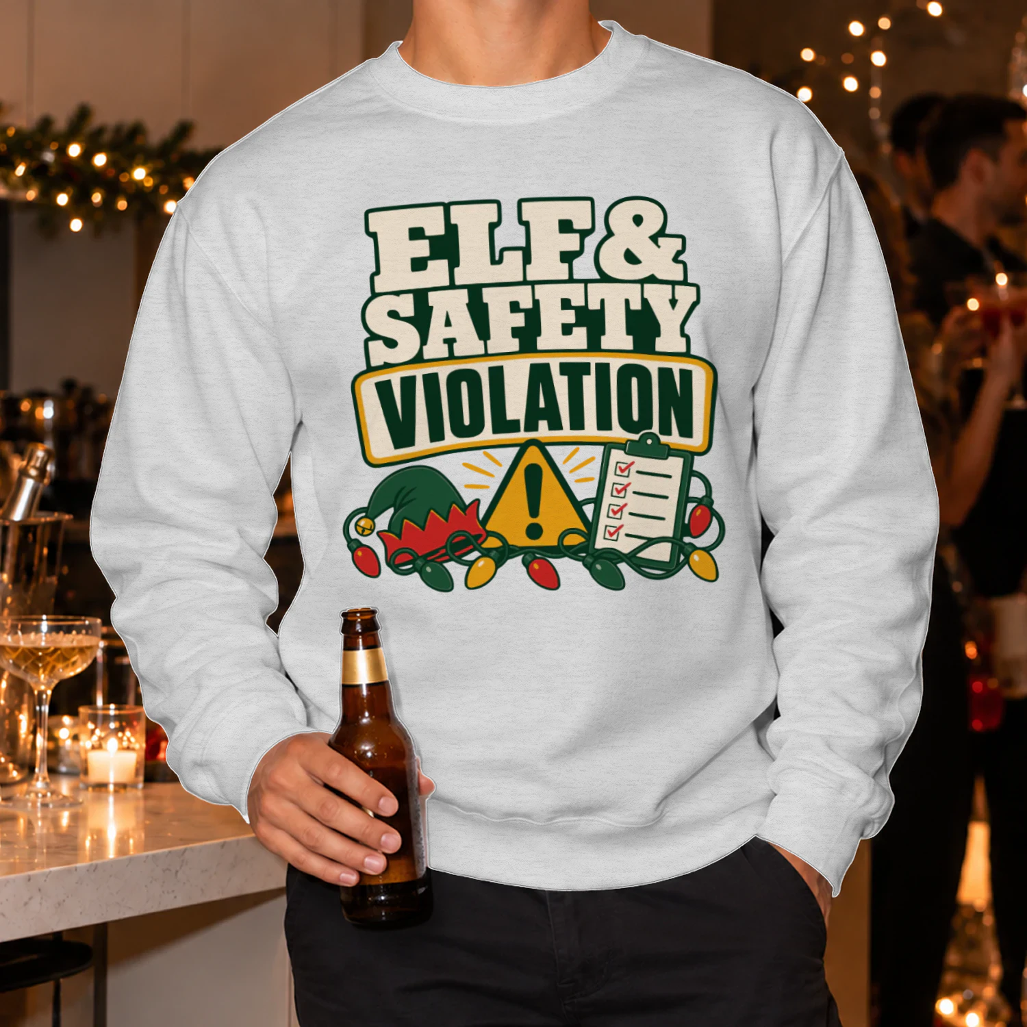 Elf and Safety Violation Christmas Sweater