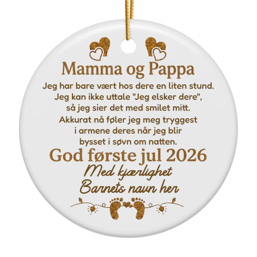 Personlig Julepynt til Nybakte Foreldre