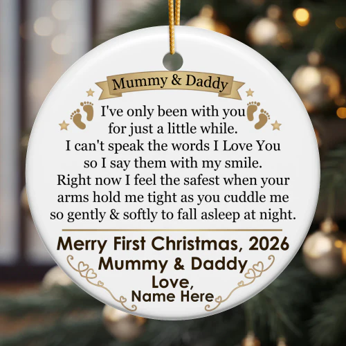 Personalized "Mummy & Daddy" First Christmas Ornament