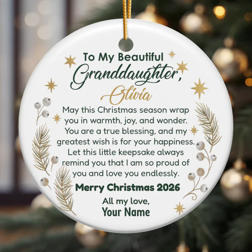Personalized 'To My Beautiful Granddaughter' Christmas Ornament