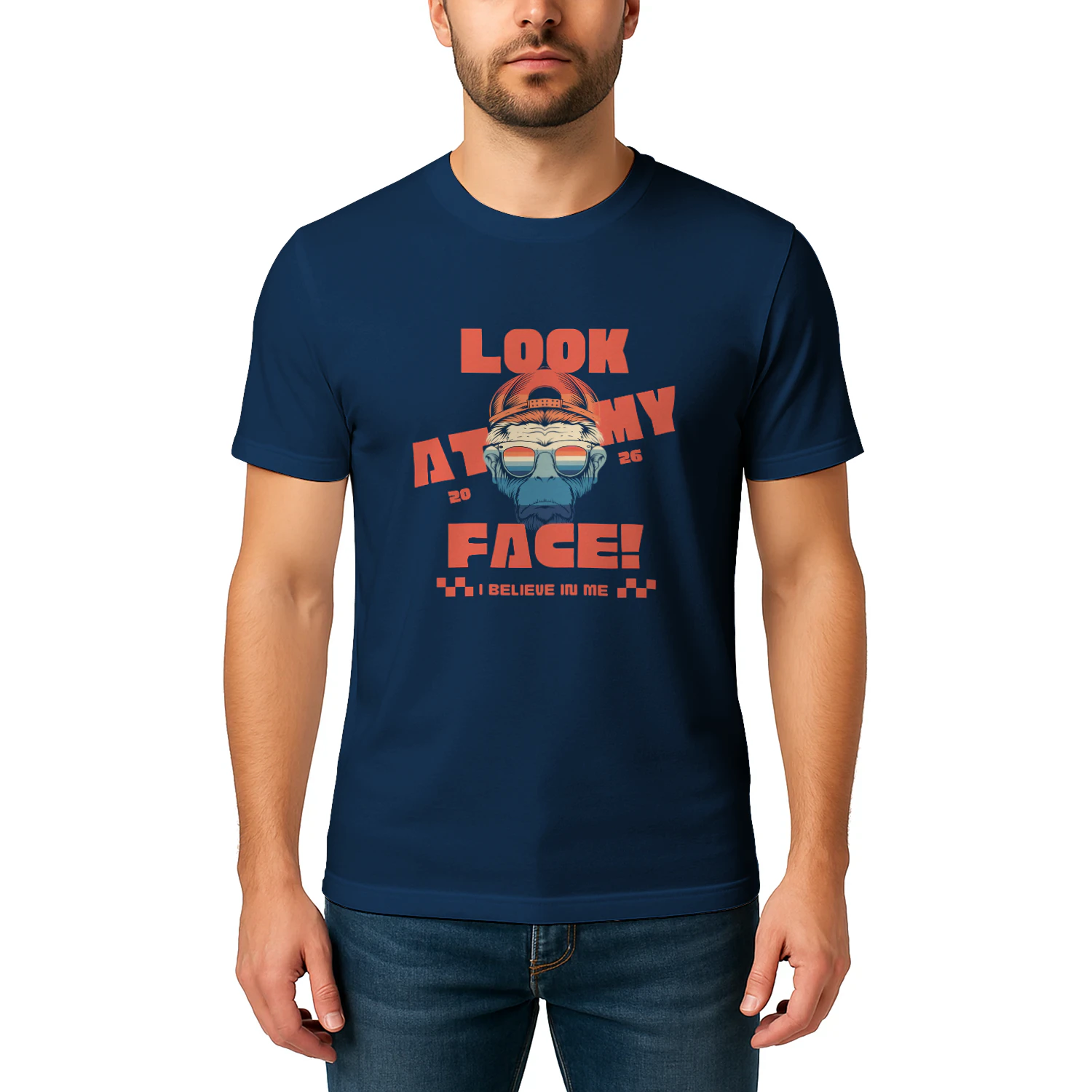  Retro Monkey Face T Shirt