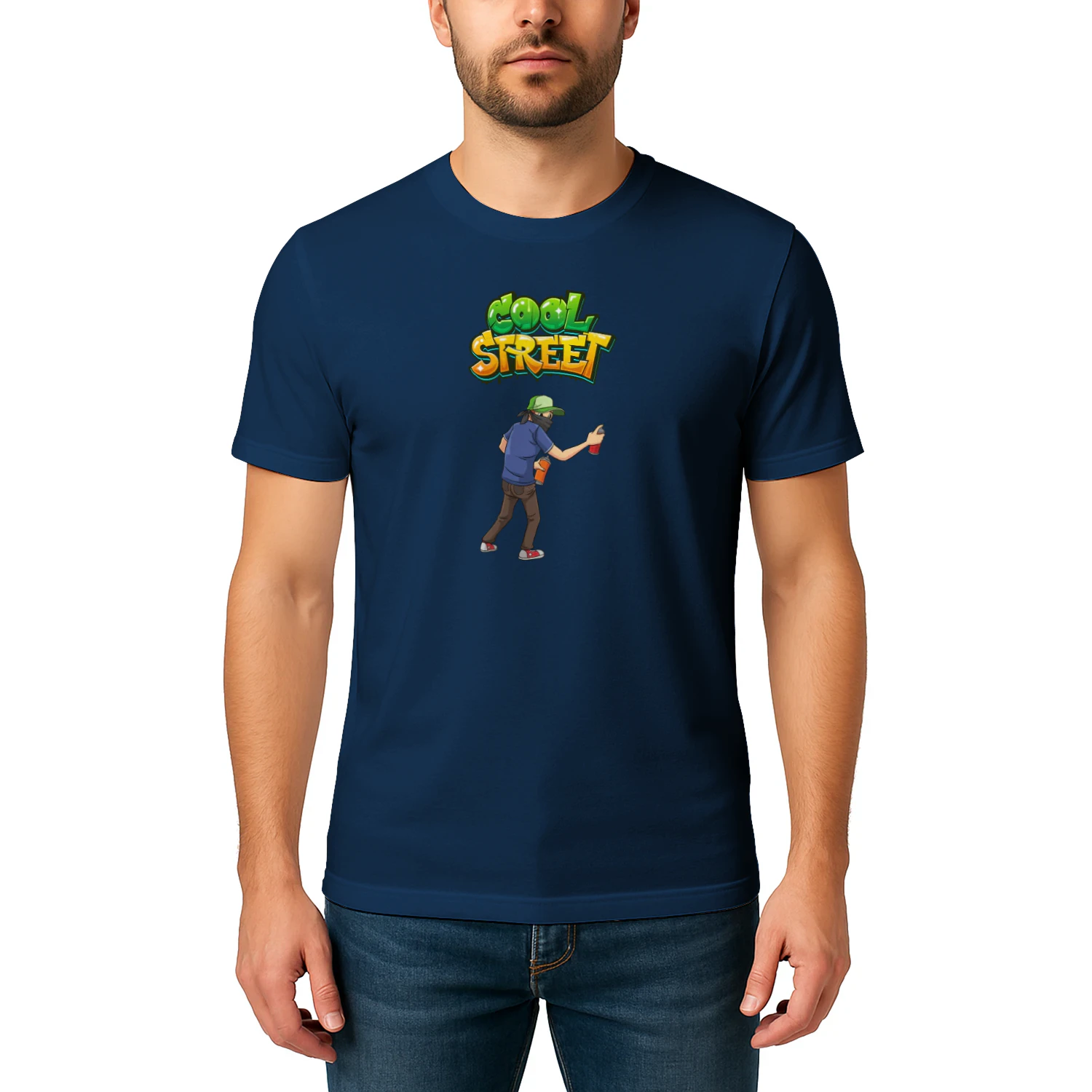 White Green and Blue Dynamic Graffiti T-Shirt 