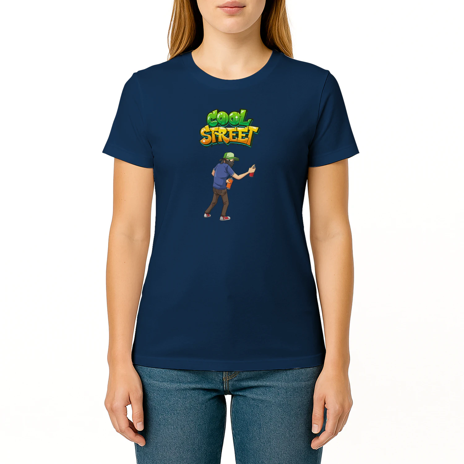 White Green and Blue Dynamic Graffiti T-Shirt 