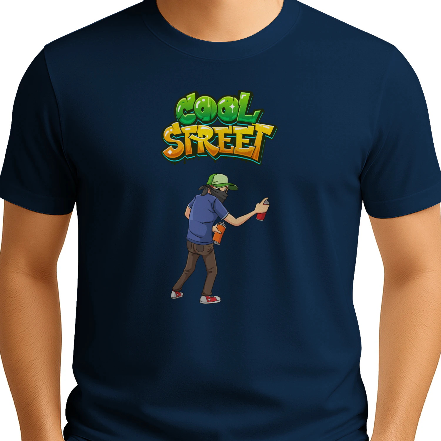 White Green and Blue Dynamic Graffiti T-Shirt 
