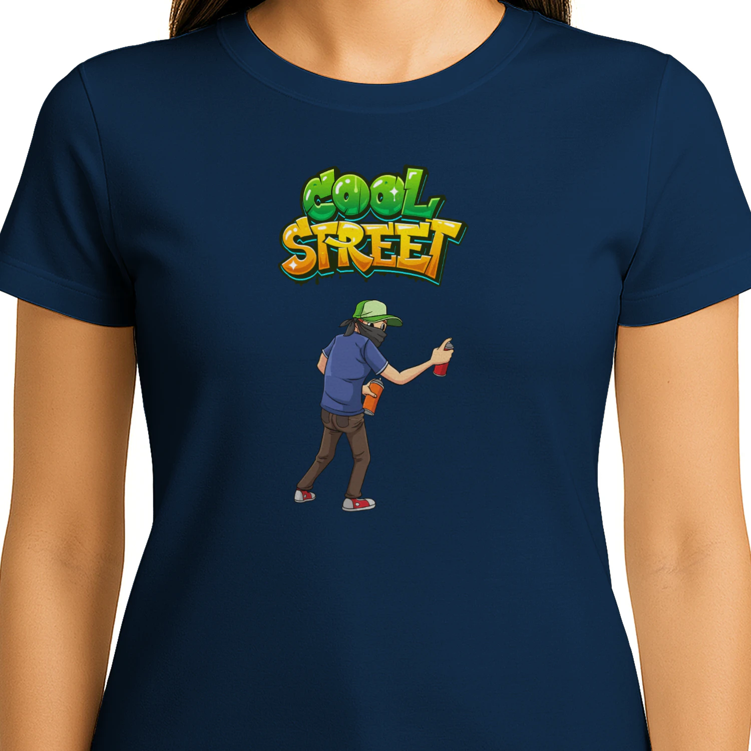 White Green and Blue Dynamic Graffiti T-Shirt 