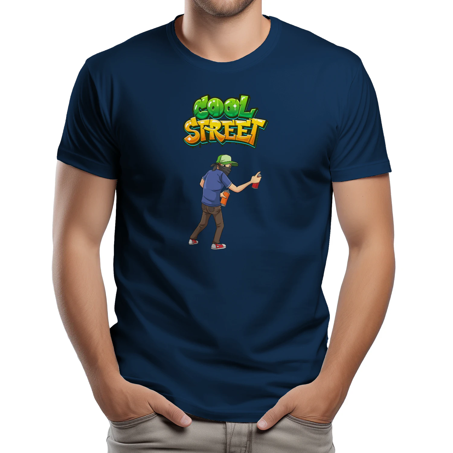 White Green and Blue Dynamic Graffiti T-Shirt 