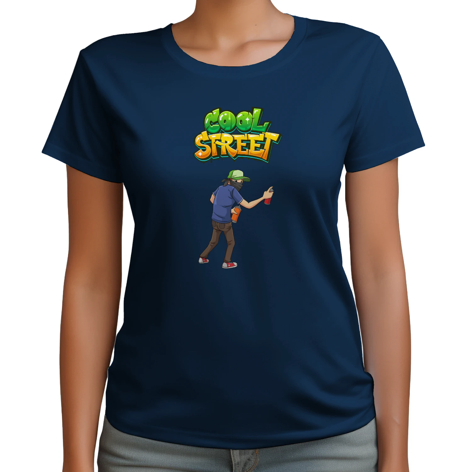 White Green and Blue Dynamic Graffiti T-Shirt 