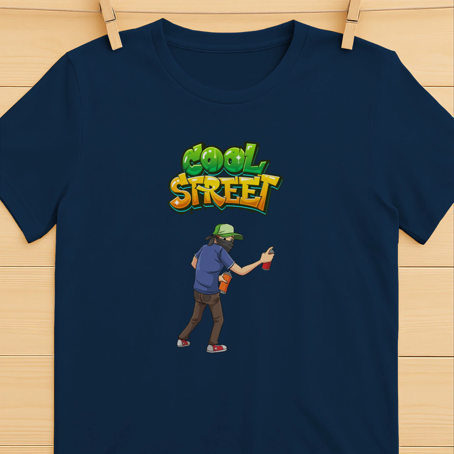 White Green and Blue Dynamic Graffiti T-Shirt 