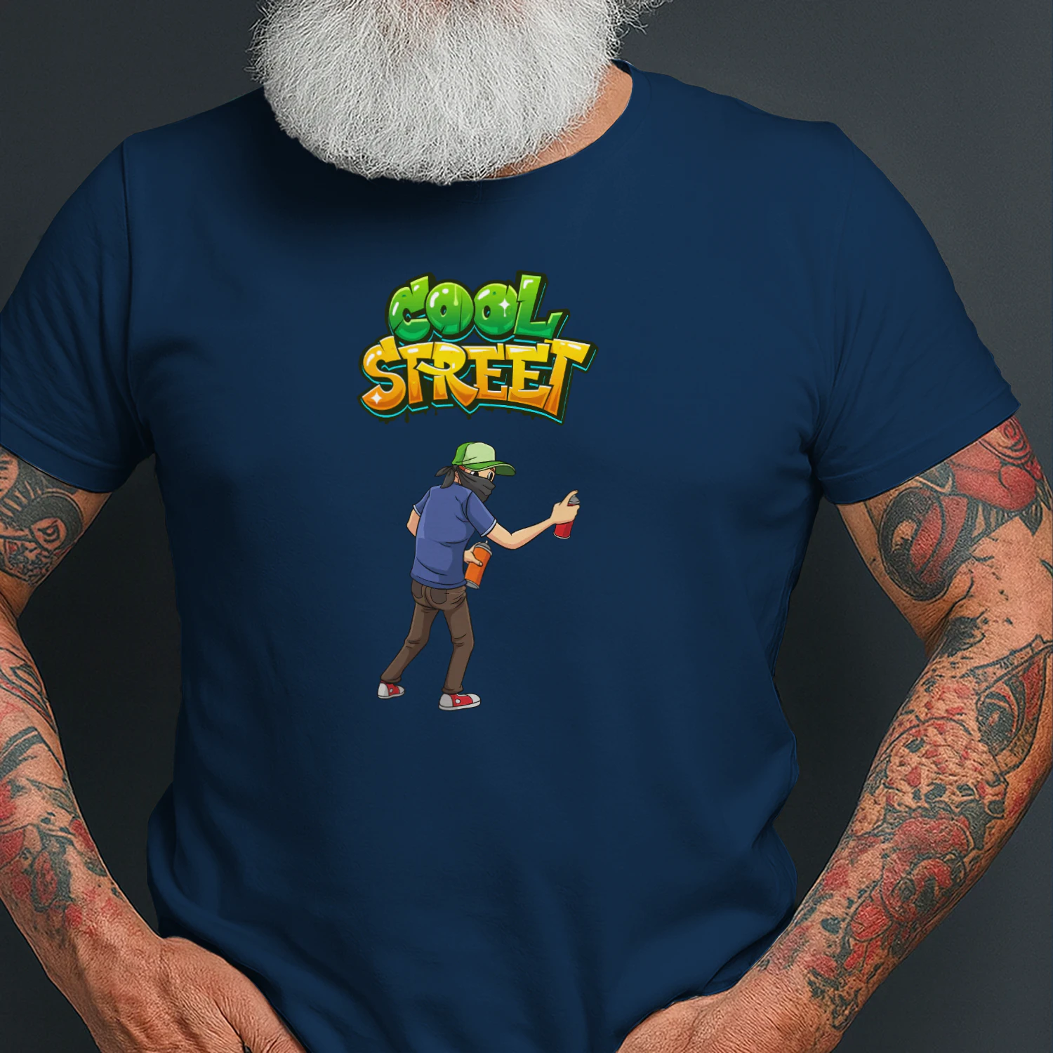 White Green and Blue Dynamic Graffiti T-Shirt 
