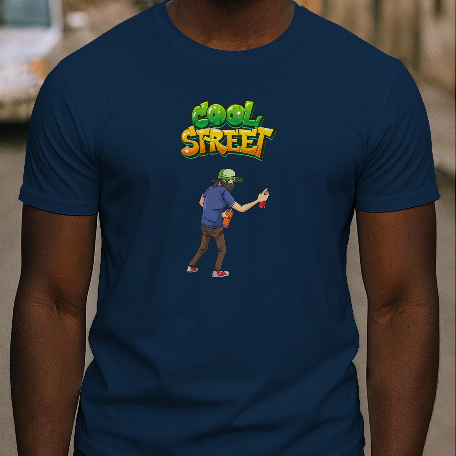 White Green and Blue Dynamic Graffiti T-Shirt 