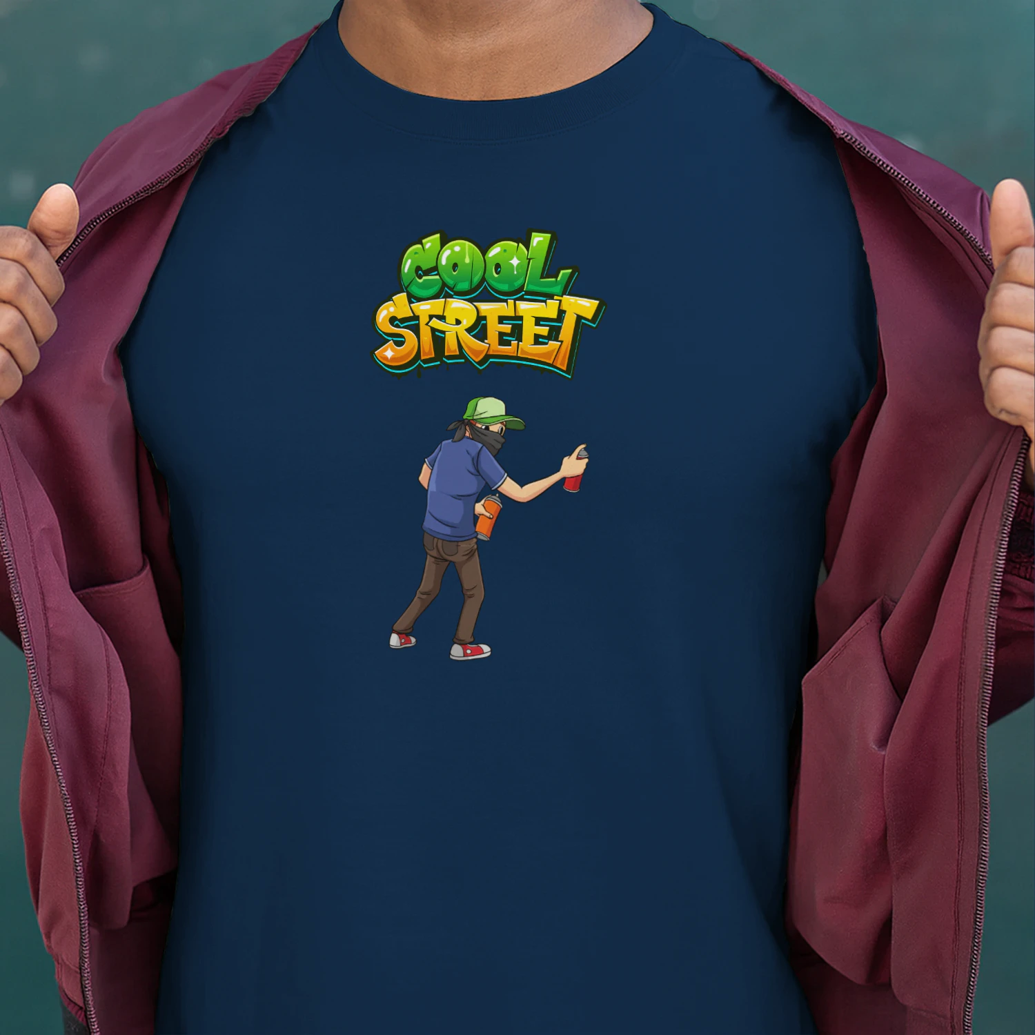 White Green and Blue Dynamic Graffiti T-Shirt 
