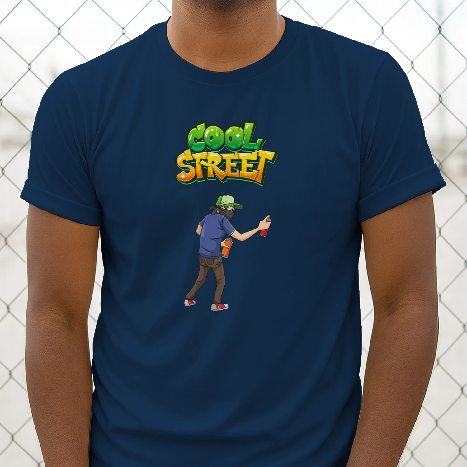 White Green and Blue Dynamic Graffiti T-Shirt 