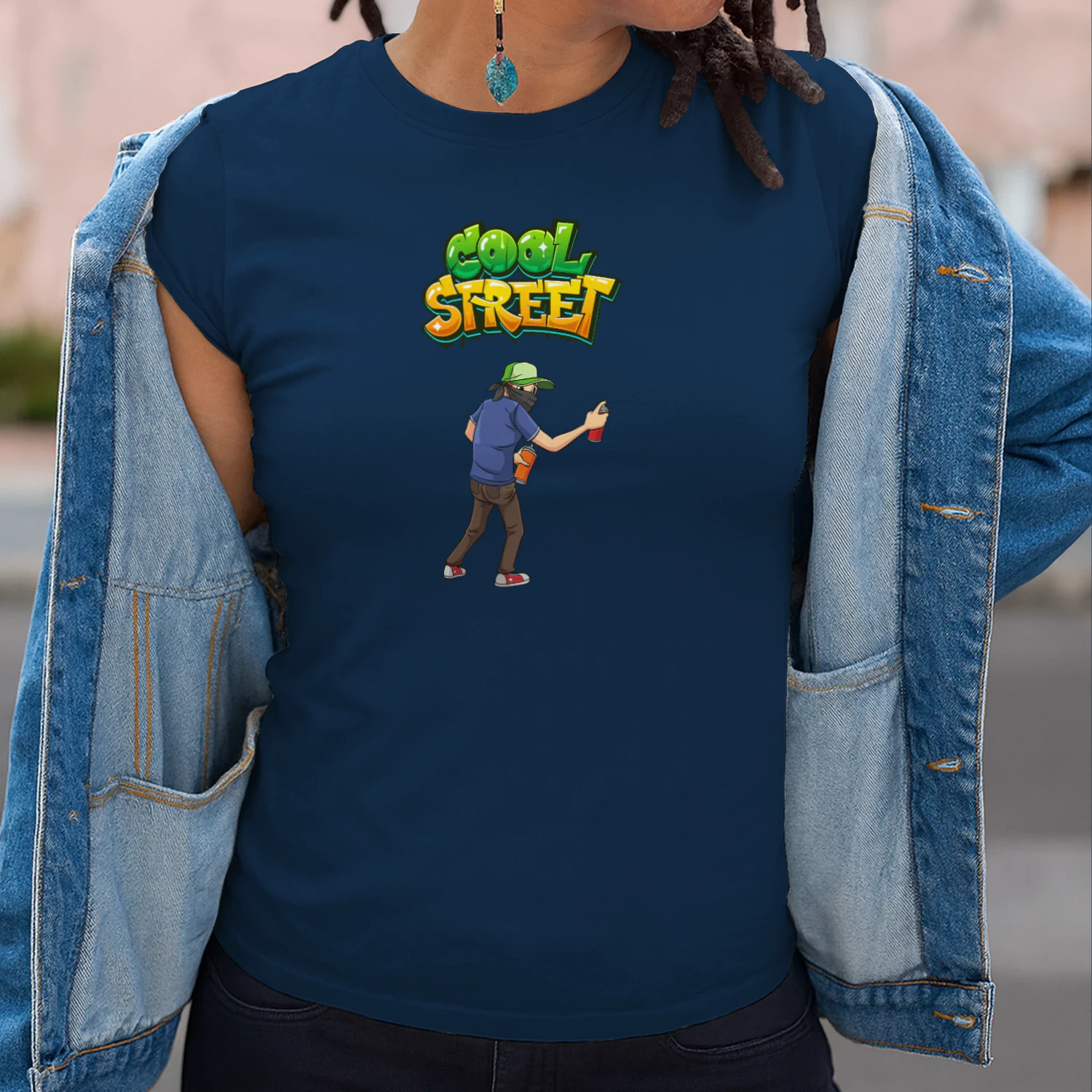White Green and Blue Dynamic Graffiti T-Shirt 