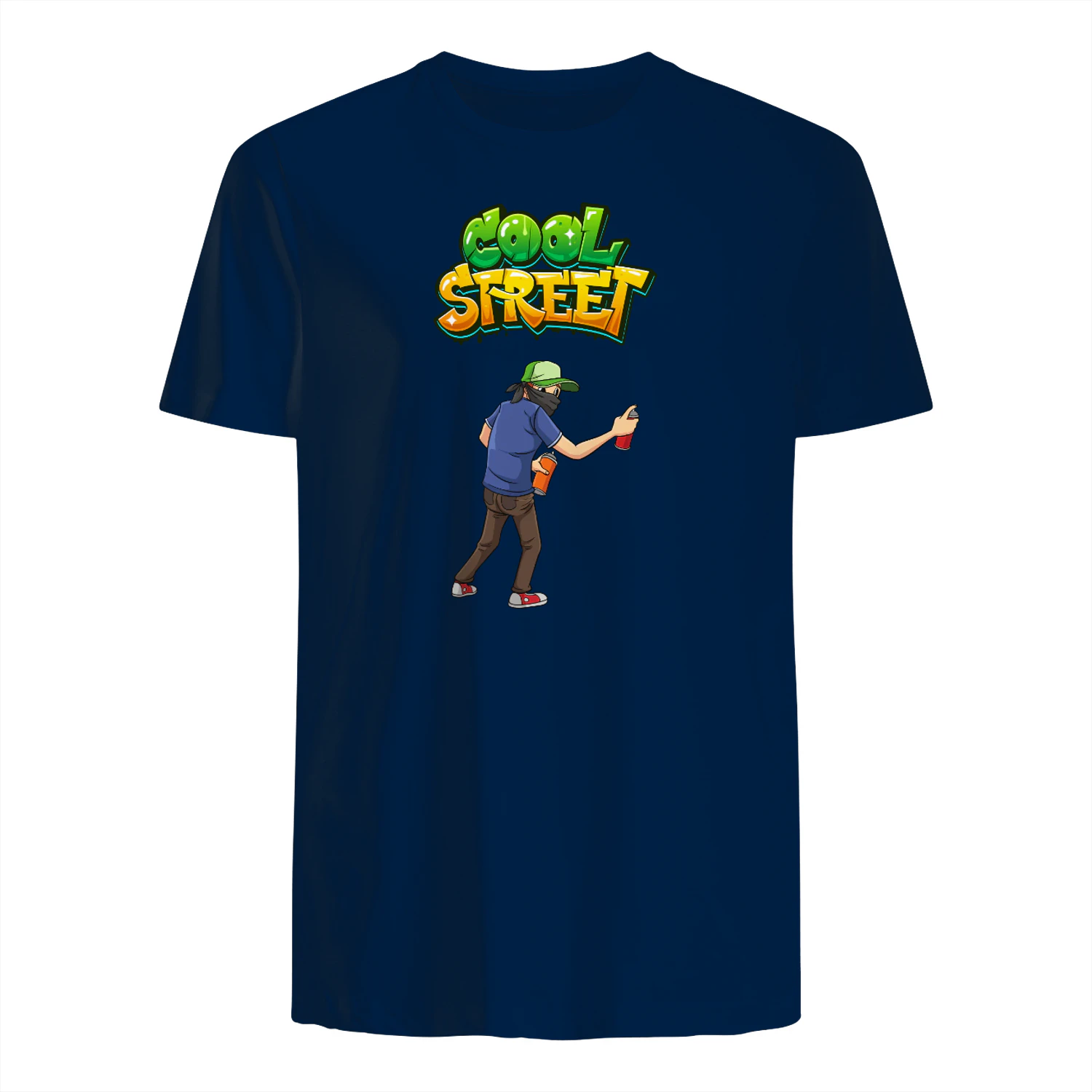 White Green and Blue Dynamic Graffiti T-Shirt 