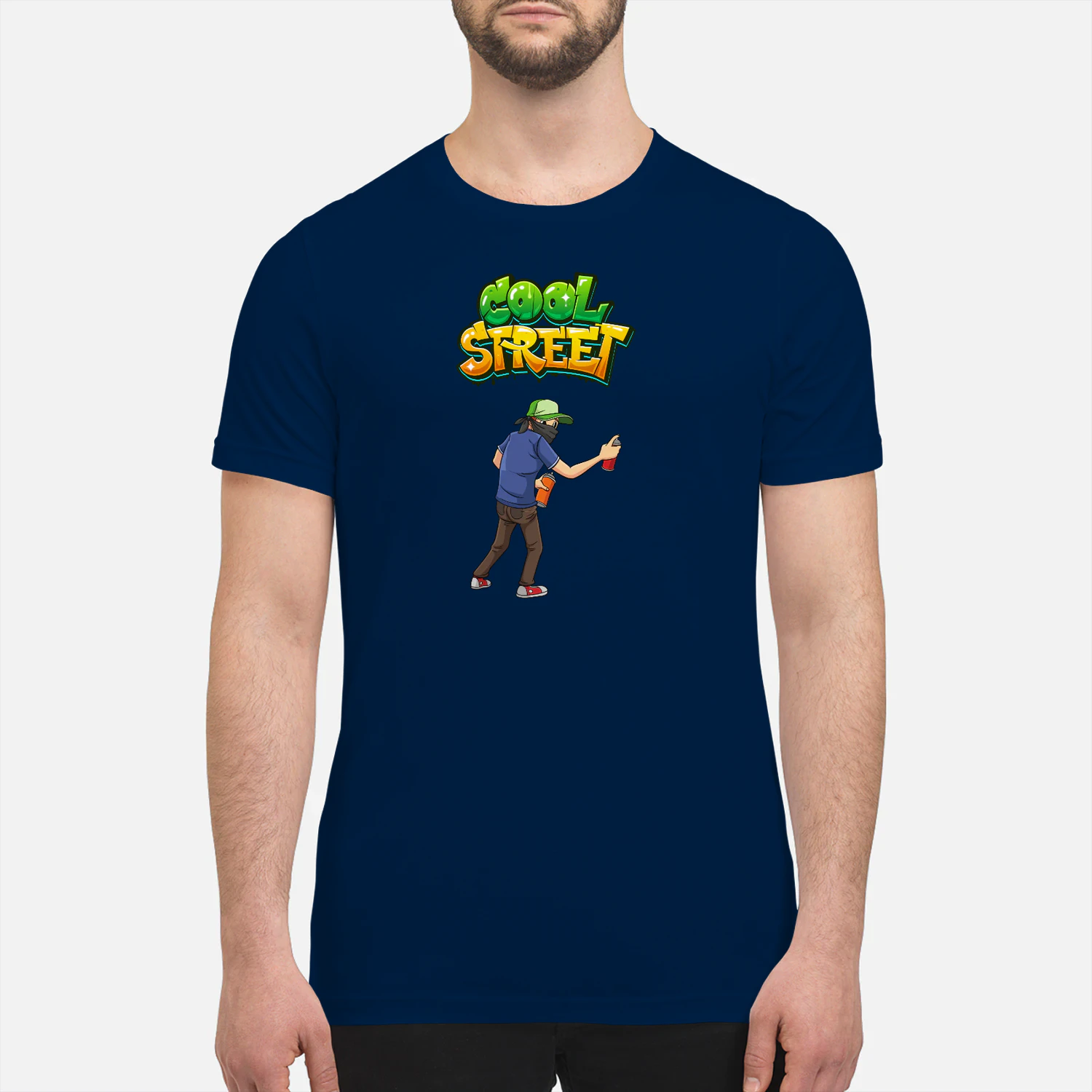 White Green and Blue Dynamic Graffiti T-Shirt 