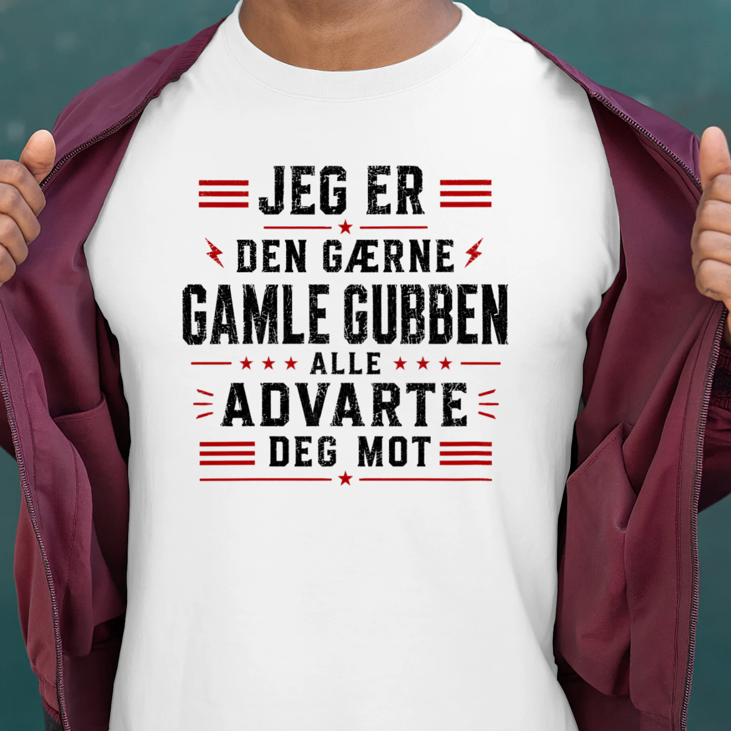NO - JEG ER DEN GÆRNE GAMLE GUBBEN ALLE ADVARTE DEG MOT - WHITE