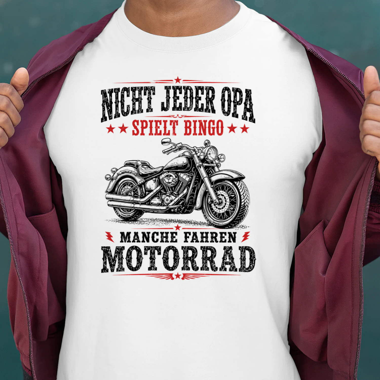 DE - NICHT JEDER OPA SPIELT BINGO - MANCHER FÄHRT MOTORRAD - WHITE
