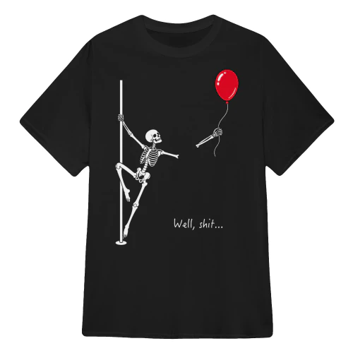 Skeleton Pole Dance with Red Balloon