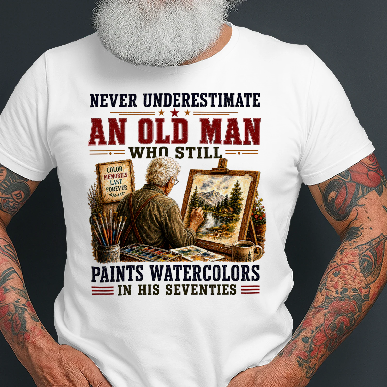 Old Man Paints Watercolors