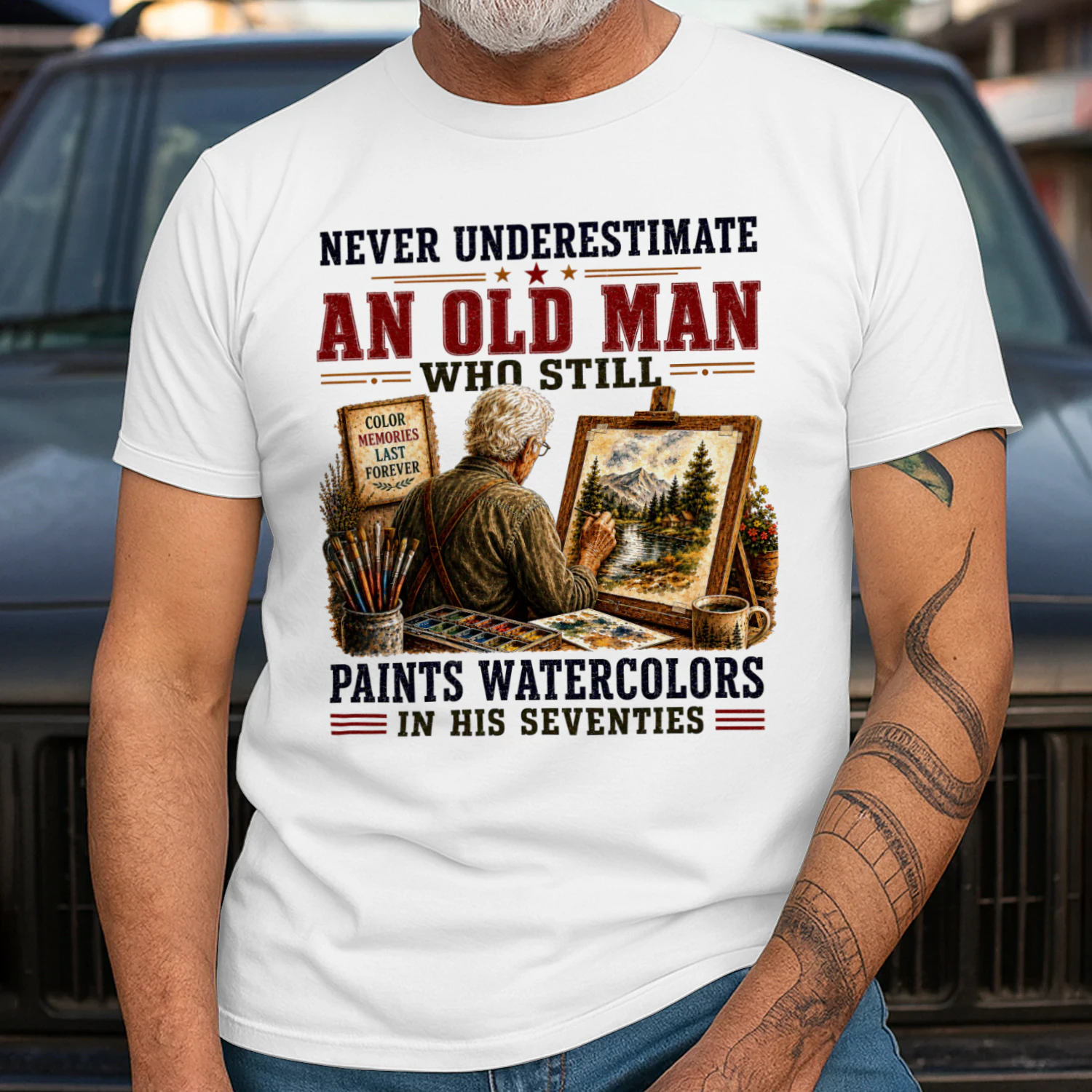 Old Man Paints Watercolors