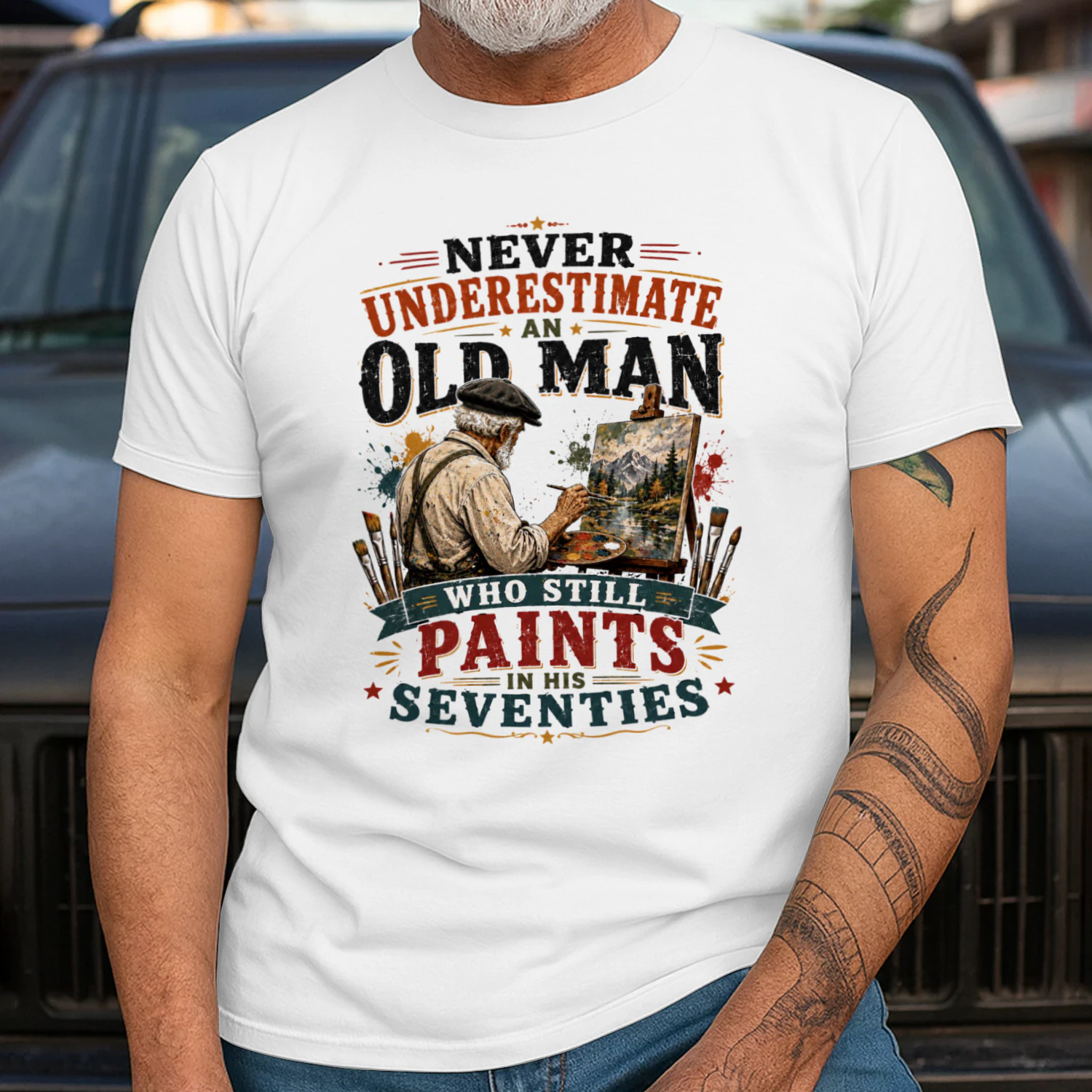 TEU0282 Never Underestimate An Old Man Who Still Paitns In His Seventies