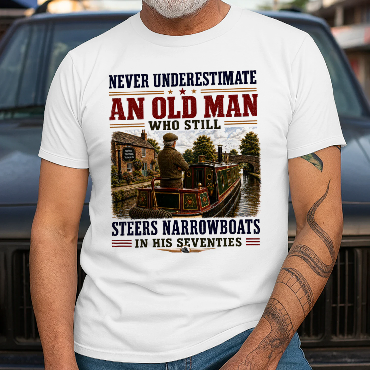 Old Man Steers Narrowboats