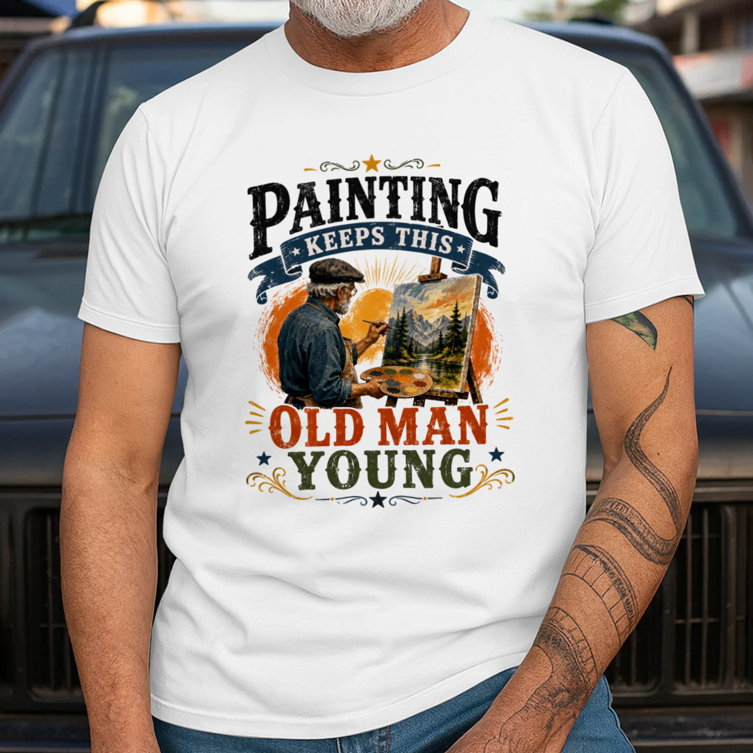 TEU0284 Painting Keeps This Old Man Young