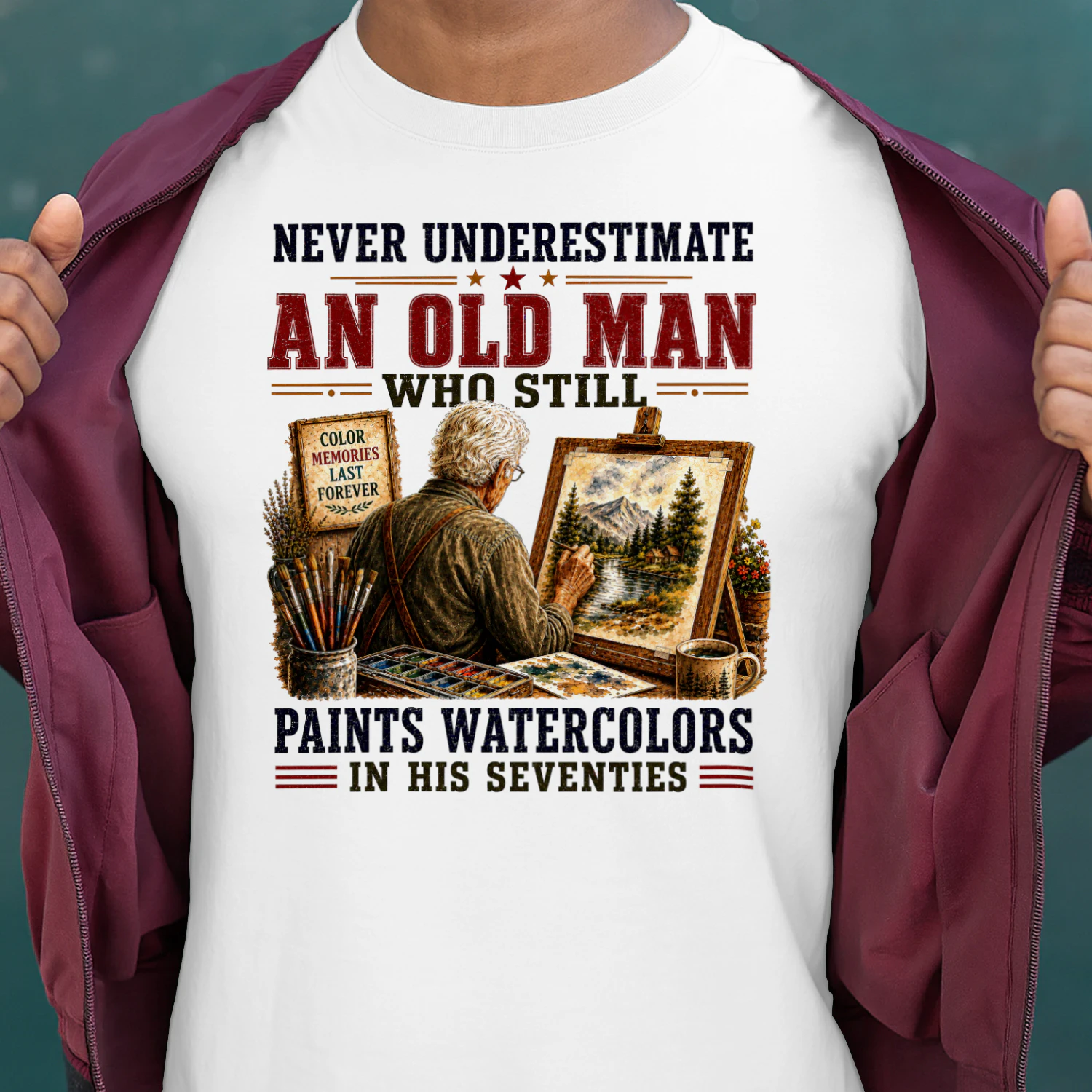 Old Man Paints Watercolors