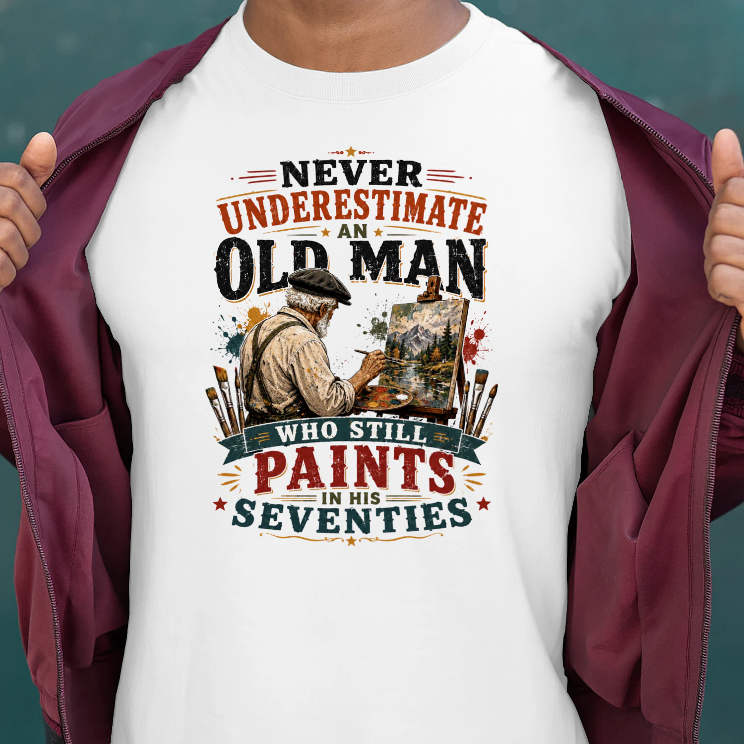 TEU0282 Never Underestimate An Old Man Who Still Paitns In His Seventies