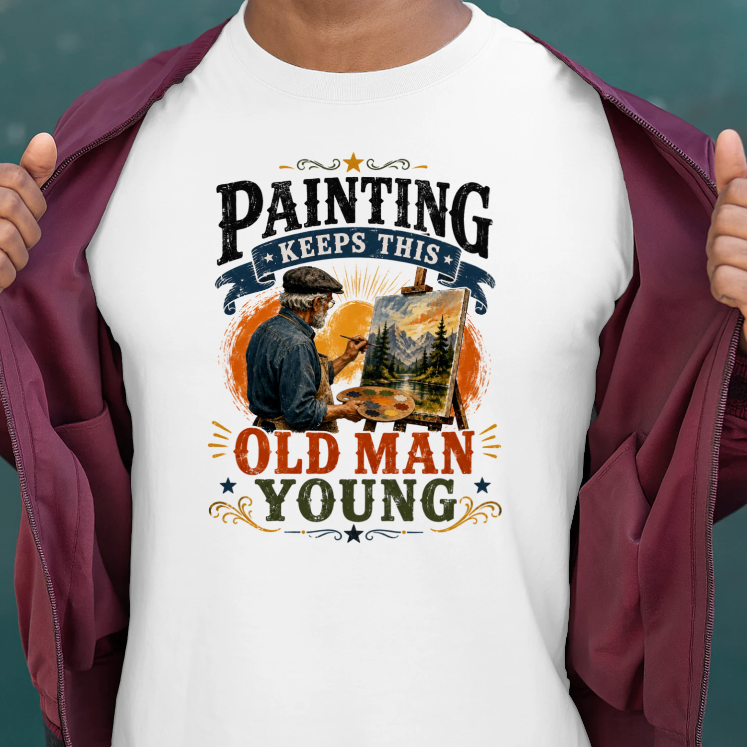 TEU0284 Painting Keeps This Old Man Young