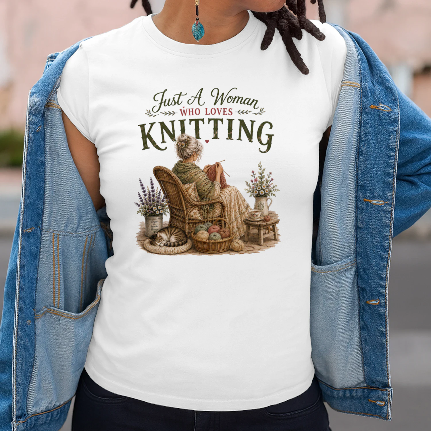 TEU0196 Just A Woman Who Loves Knitting